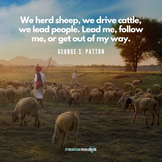 We herd sheep, we drive cattle, we lead people. Lead me, follow me, or get out of my way. [George S. Patton]