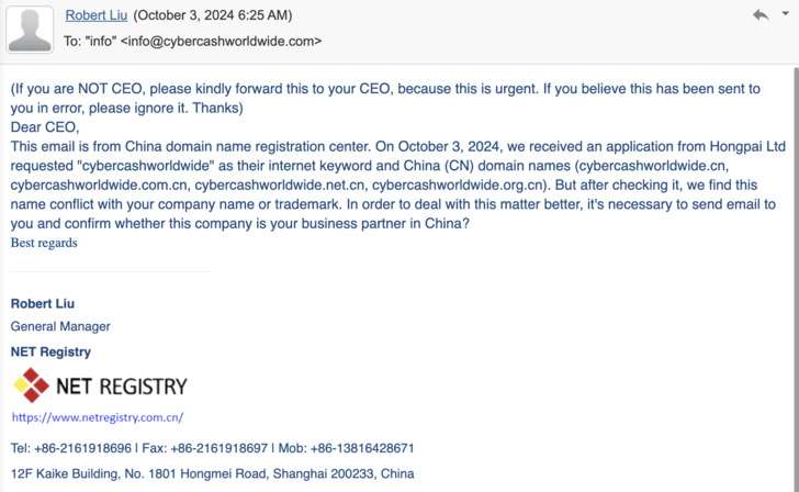 China Domain Name Conflict - It's a Scam